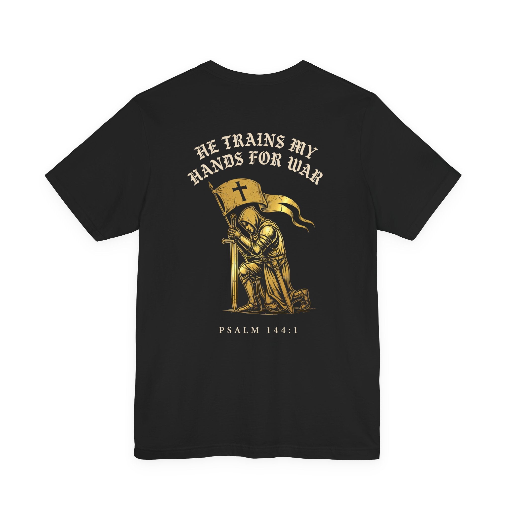 He Trains My Hands For War Christian Tee | Reformed Warrior Faith Shirt