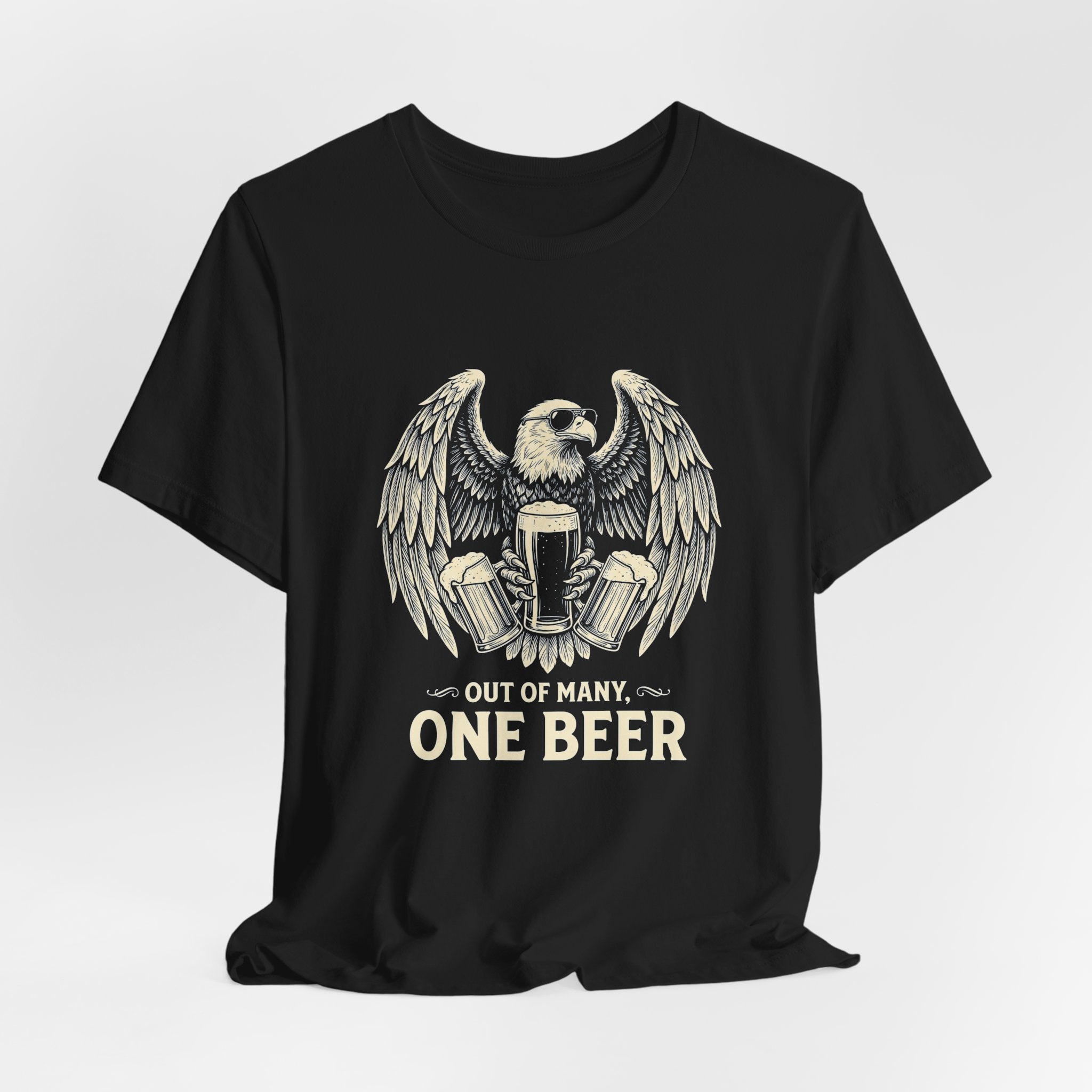 Out of Many One Beer T-Shirt | Funny Patriotic Eagle Beer Tee | 4th of July Drinking Gift | Beer Lover Shirt
