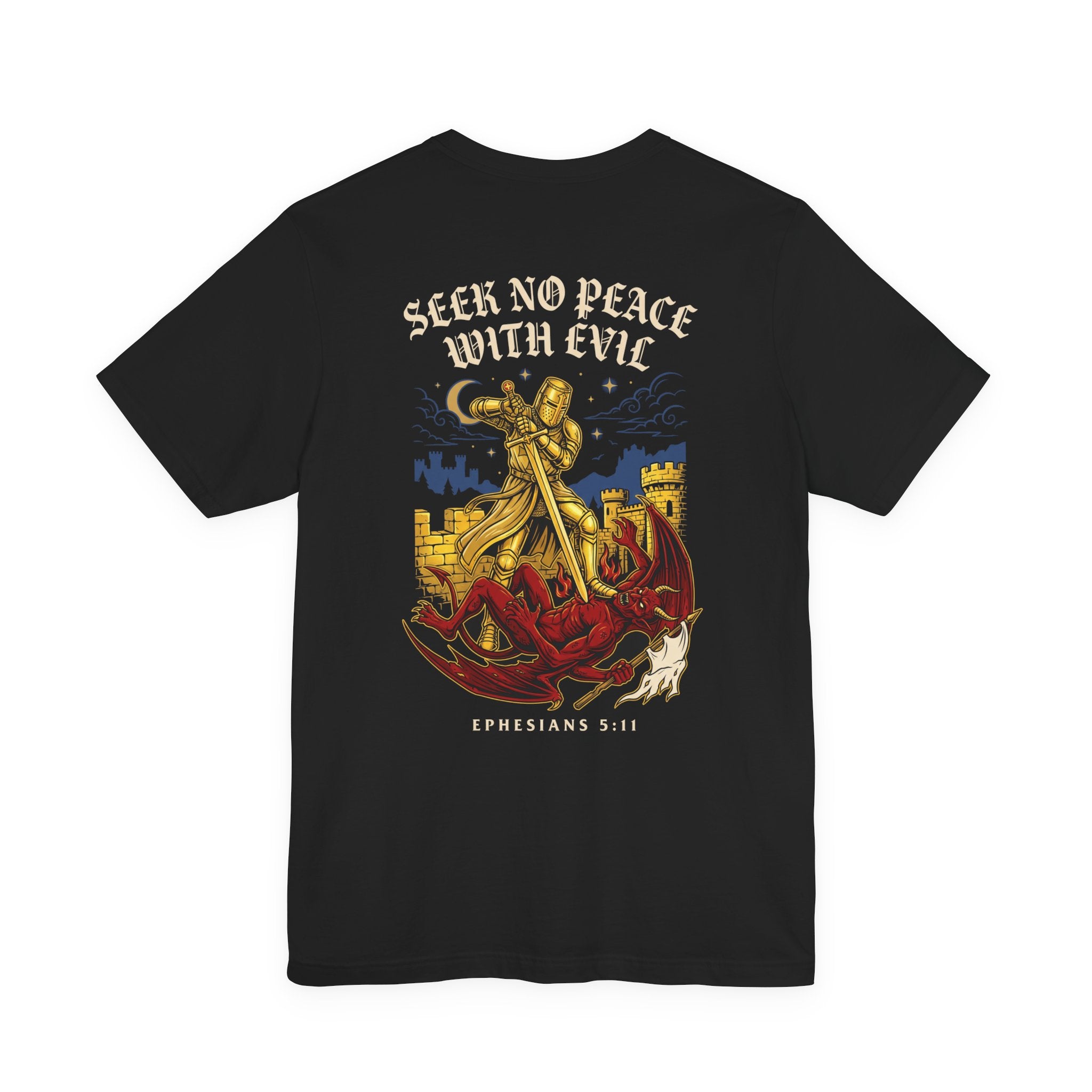 Seek No Peace With Evil Christian Tee | Reformed Warrior Faith Shirt