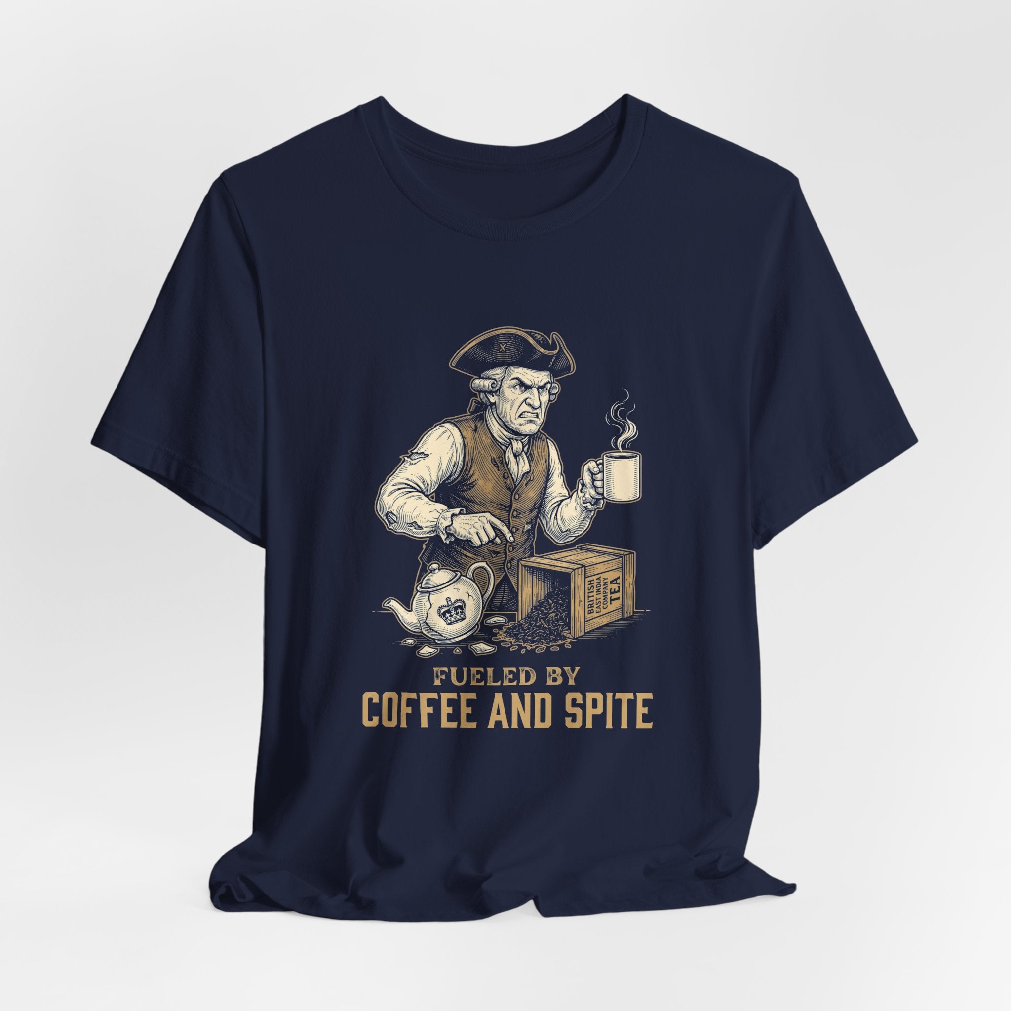Fueled By Coffee and Spite Funny Eagle T-Shirt | Sarcastic 4th of July Tee | Patriotic Gift