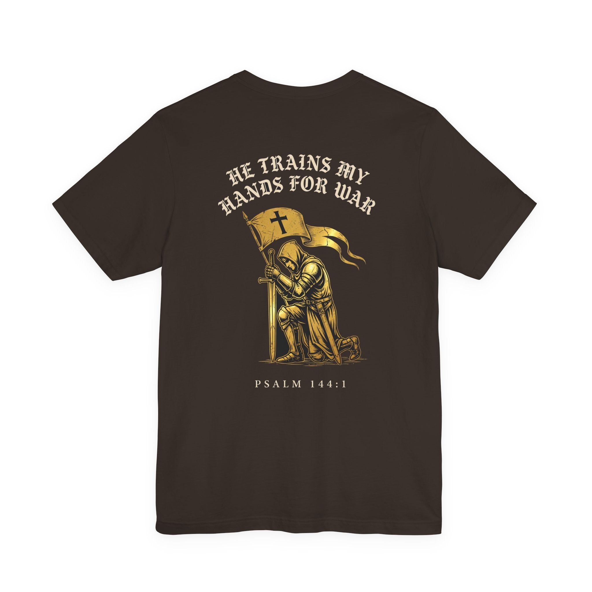 He Trains My Hands For War Christian Tee | Reformed Warrior Faith Shirt