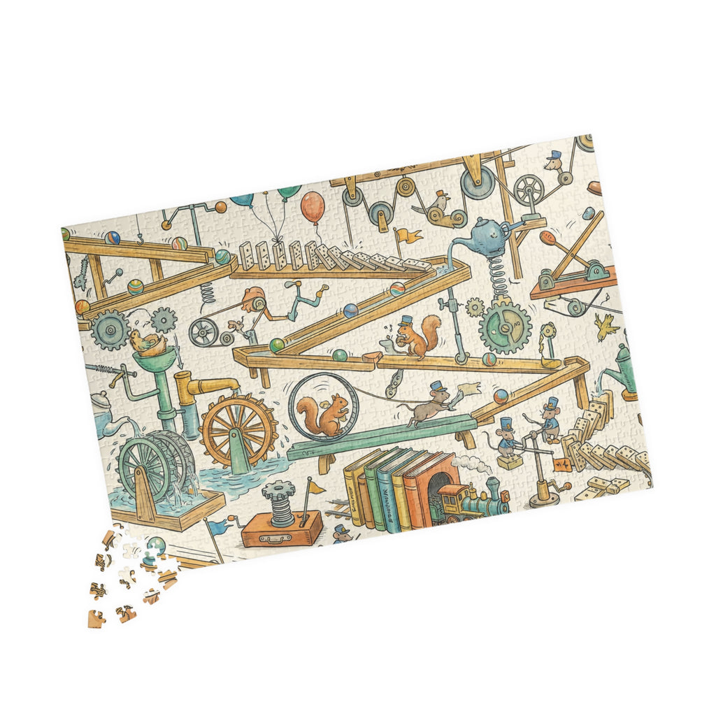 Intricate Rube Goldberg Machine Jigsaw Puzzle for Engineering Enthusiasts