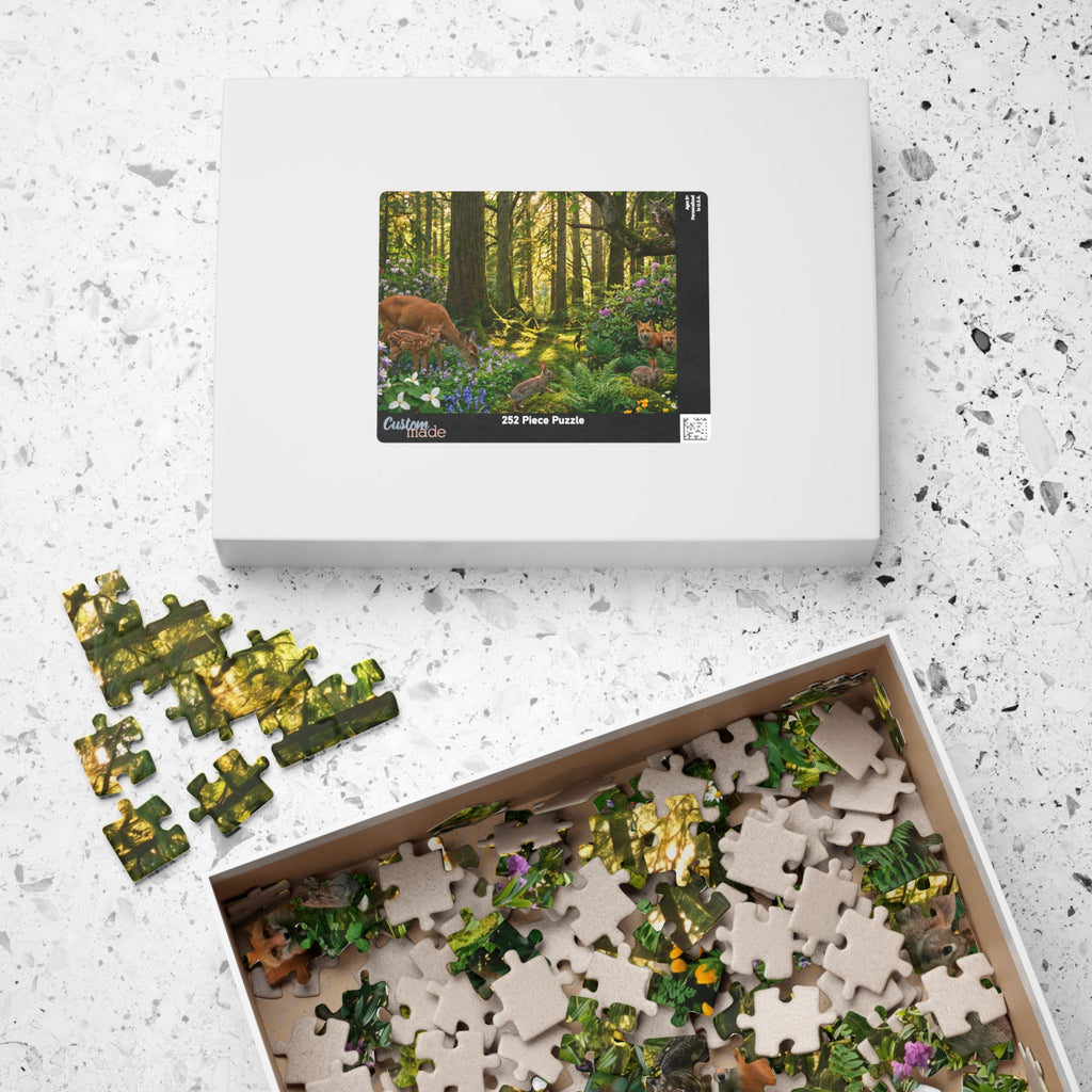 Vibrant Forest Scene Jigsaw Puzzle | Woodland Animals Art