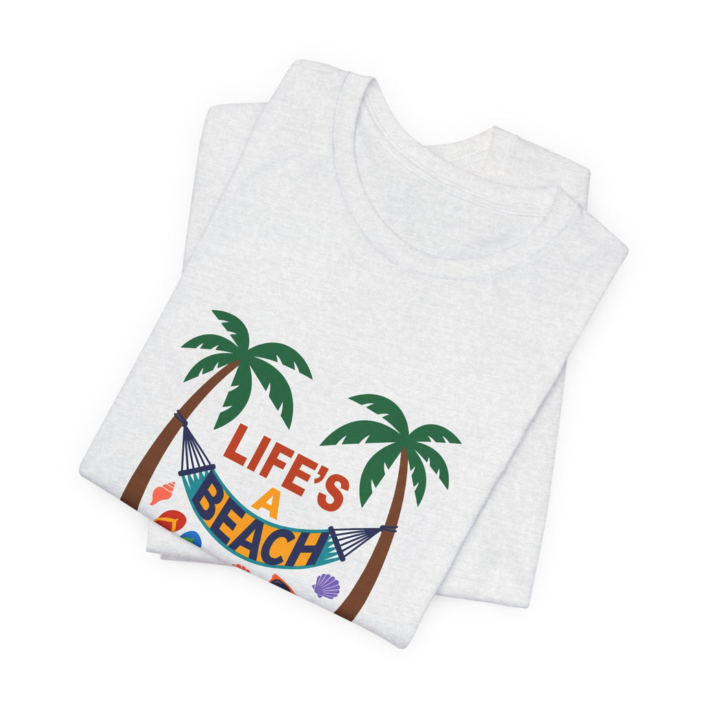 Beach Scene Hammock Tee with Intricate Illustration