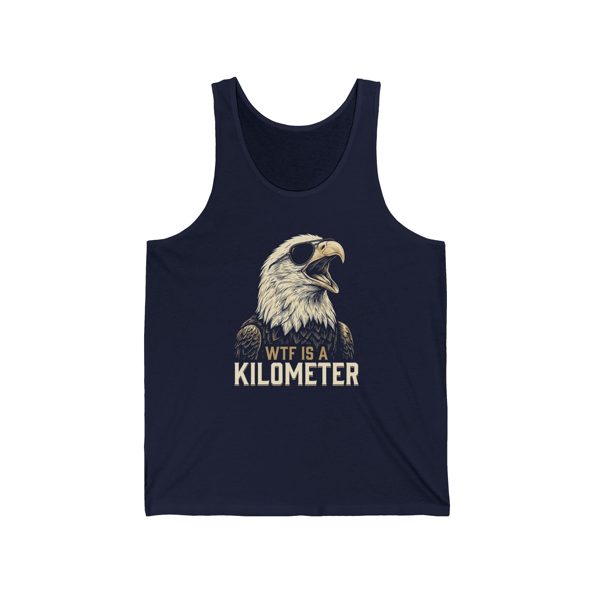 WTF Is A Kilometer Funny Eagle Tank Top | Sarcastic 4th of July Tee | Anti-Metric America Gift
