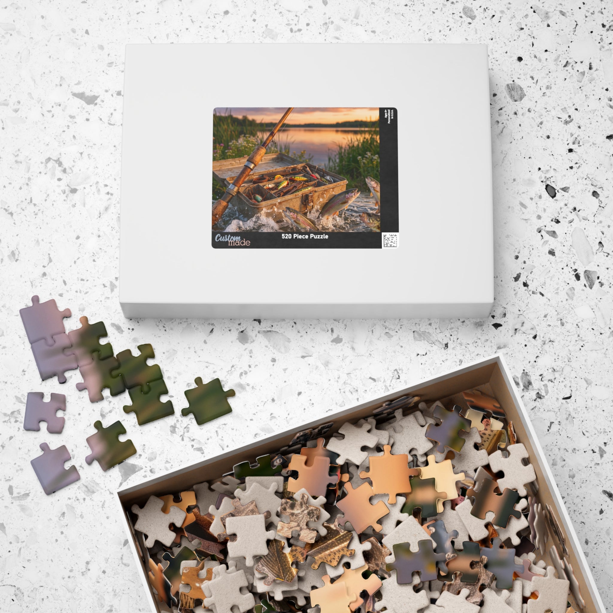 Fishing Rod Jigsaw Puzzle - Vintage Tackle Box Design