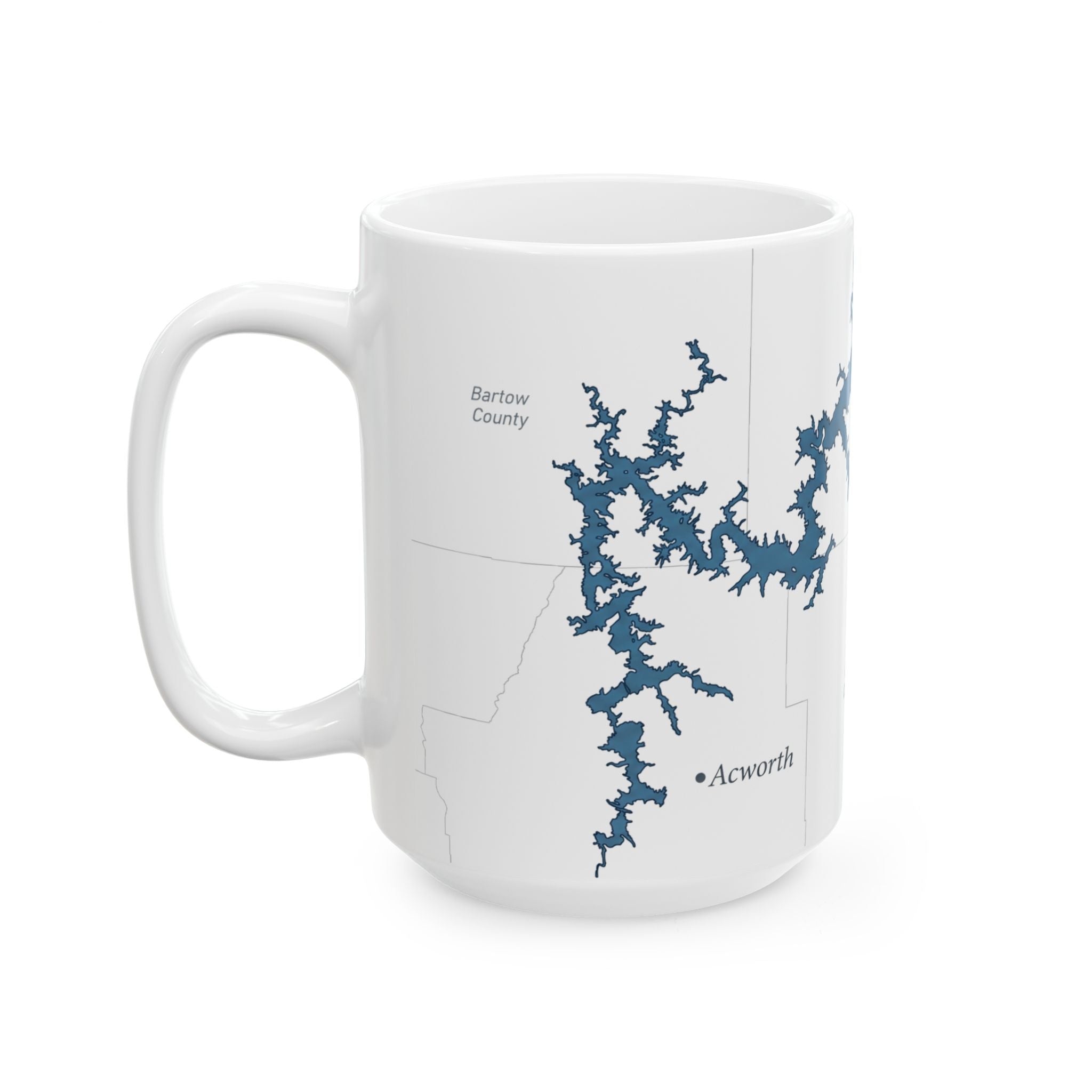 Lake Allatoona Map Silhouette Coffee Mug 15oz - Unique Lake Life Souvenir