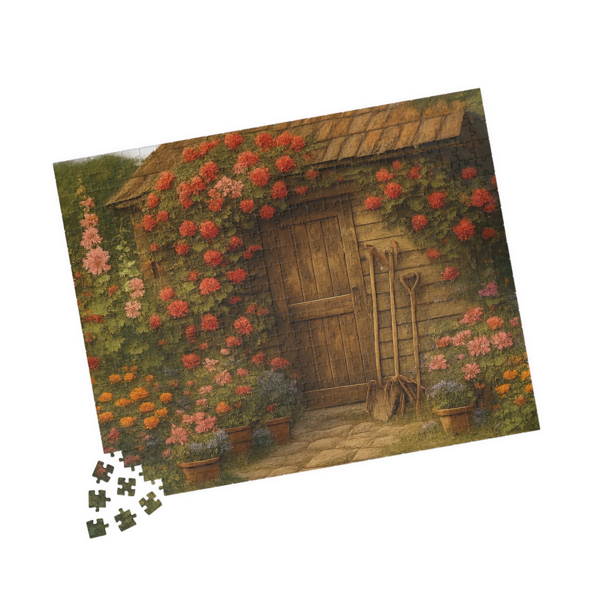 Garden Jigsaw Puzzle - Hand-Drawn Vintage Scene