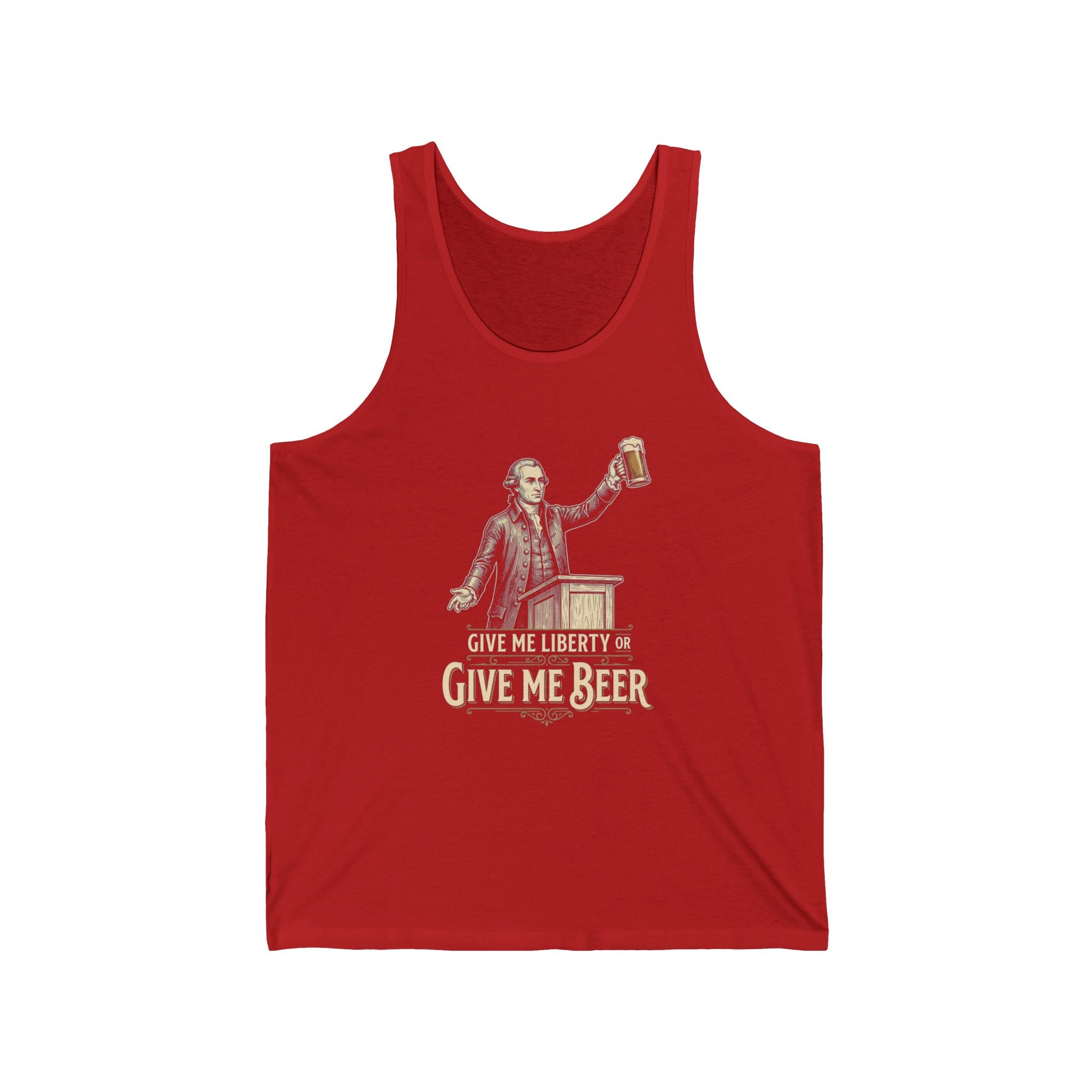 Give Me Liberty or Give Me Beer Tank Top | Funny Patriotic Beer Lover Tee | 4th of July Drinking Shirt | Founding Father Gift