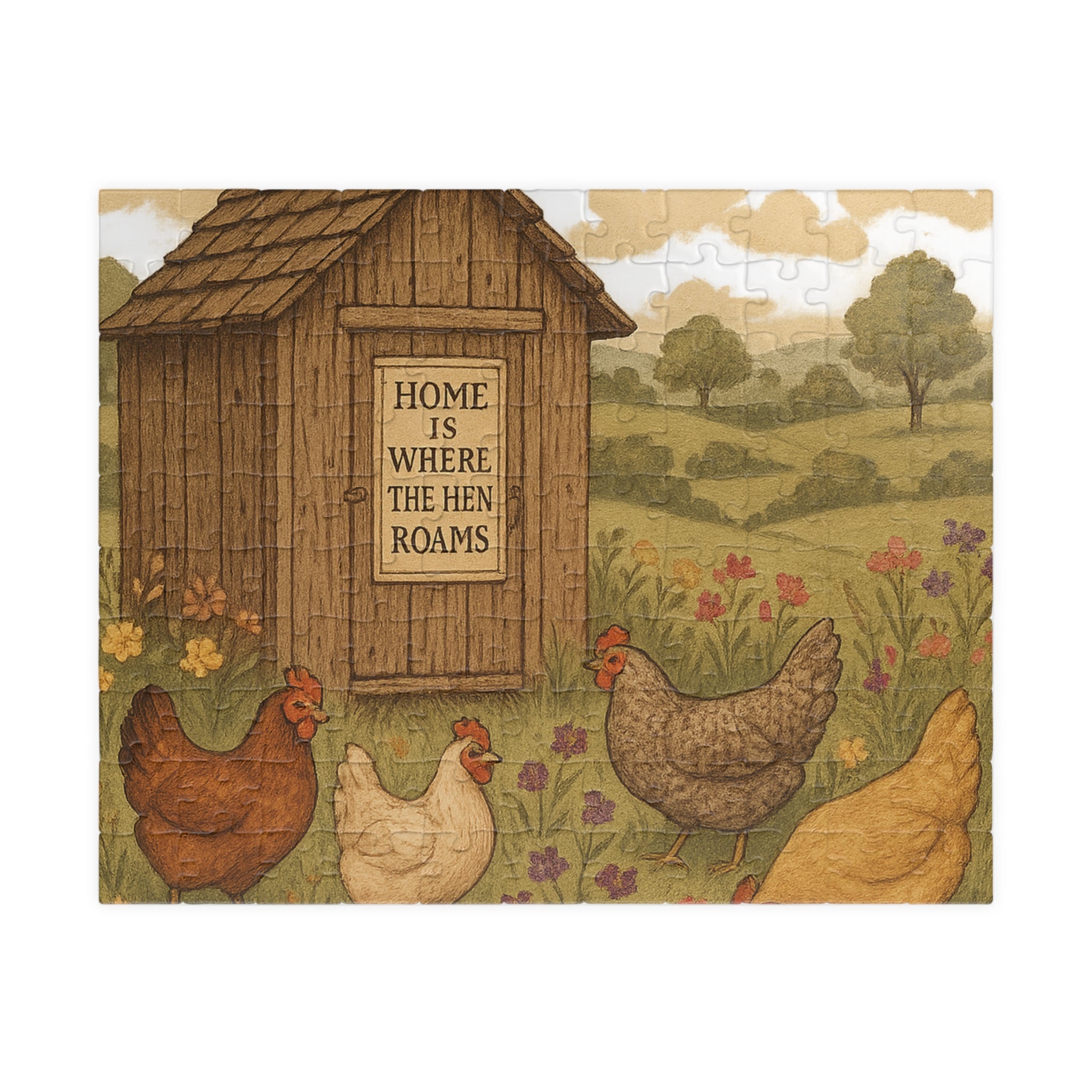 Vintage Chicken Coop Jigsaw Puzzle - Home is Where the Hen Roams