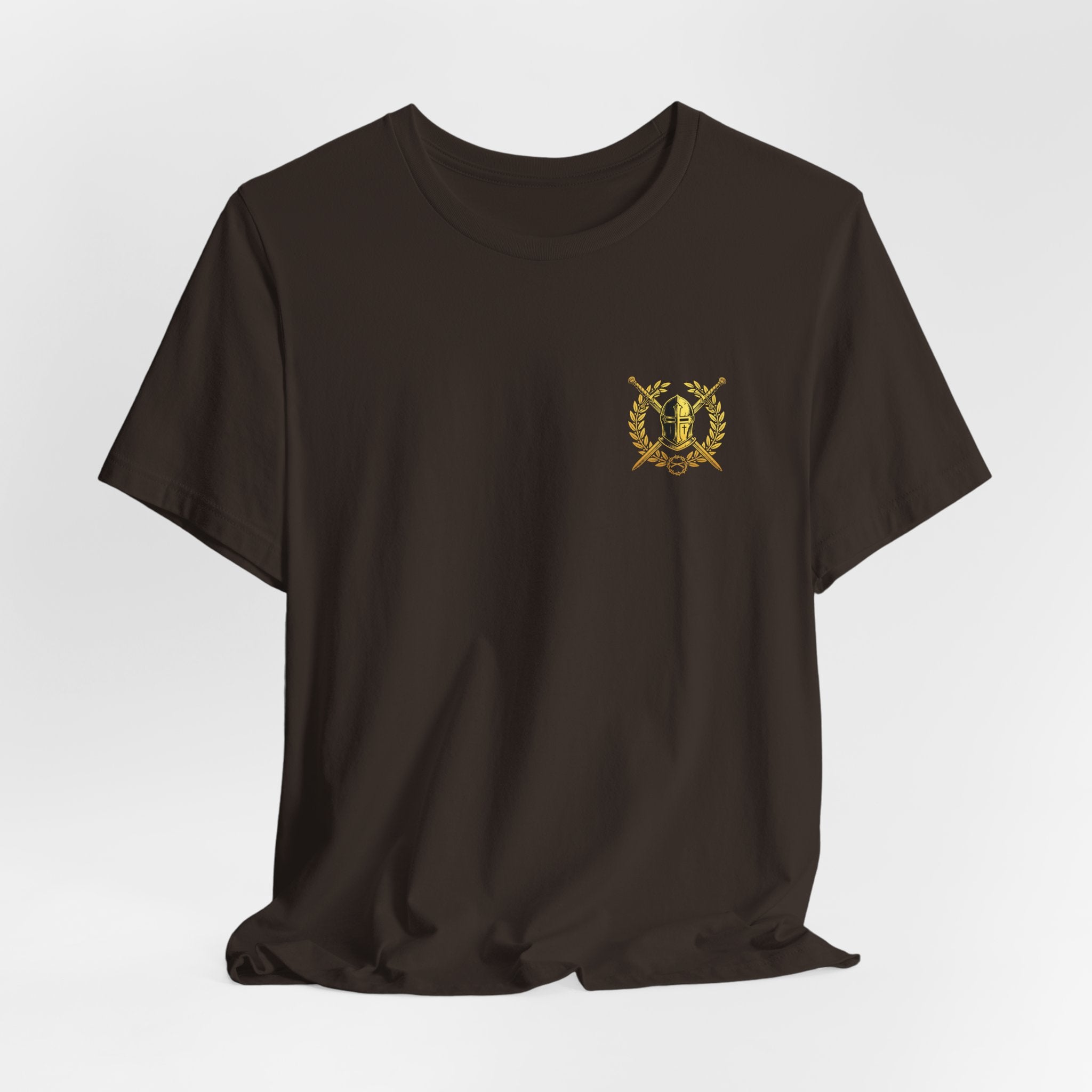 More Than Conquerors Through Him Who Loved Us Christian Tee | Warrior Faith Bible Shirt