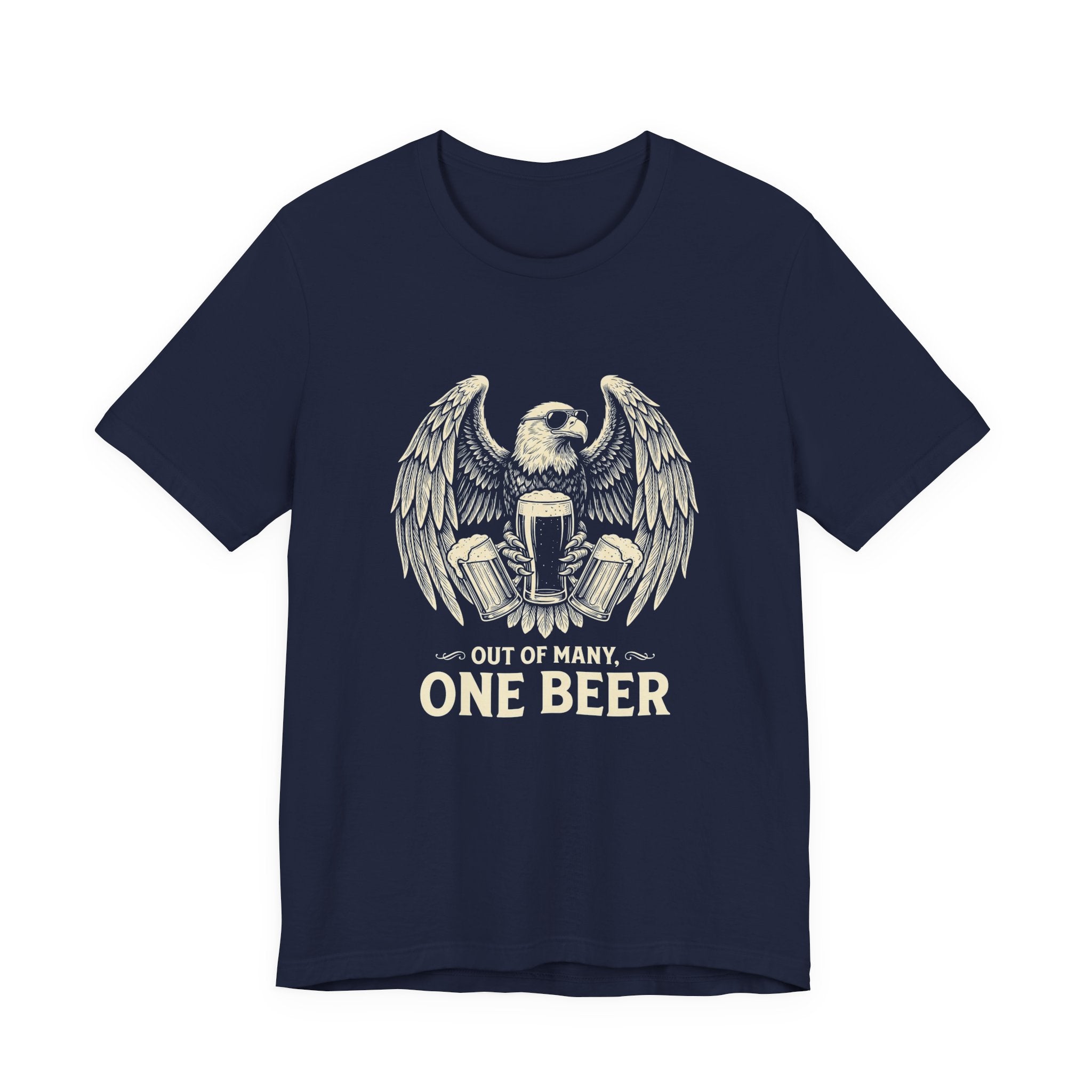 Out of Many One Beer T-Shirt | Funny Patriotic Eagle Beer Tee | 4th of July Drinking Gift | Beer Lover Shirt