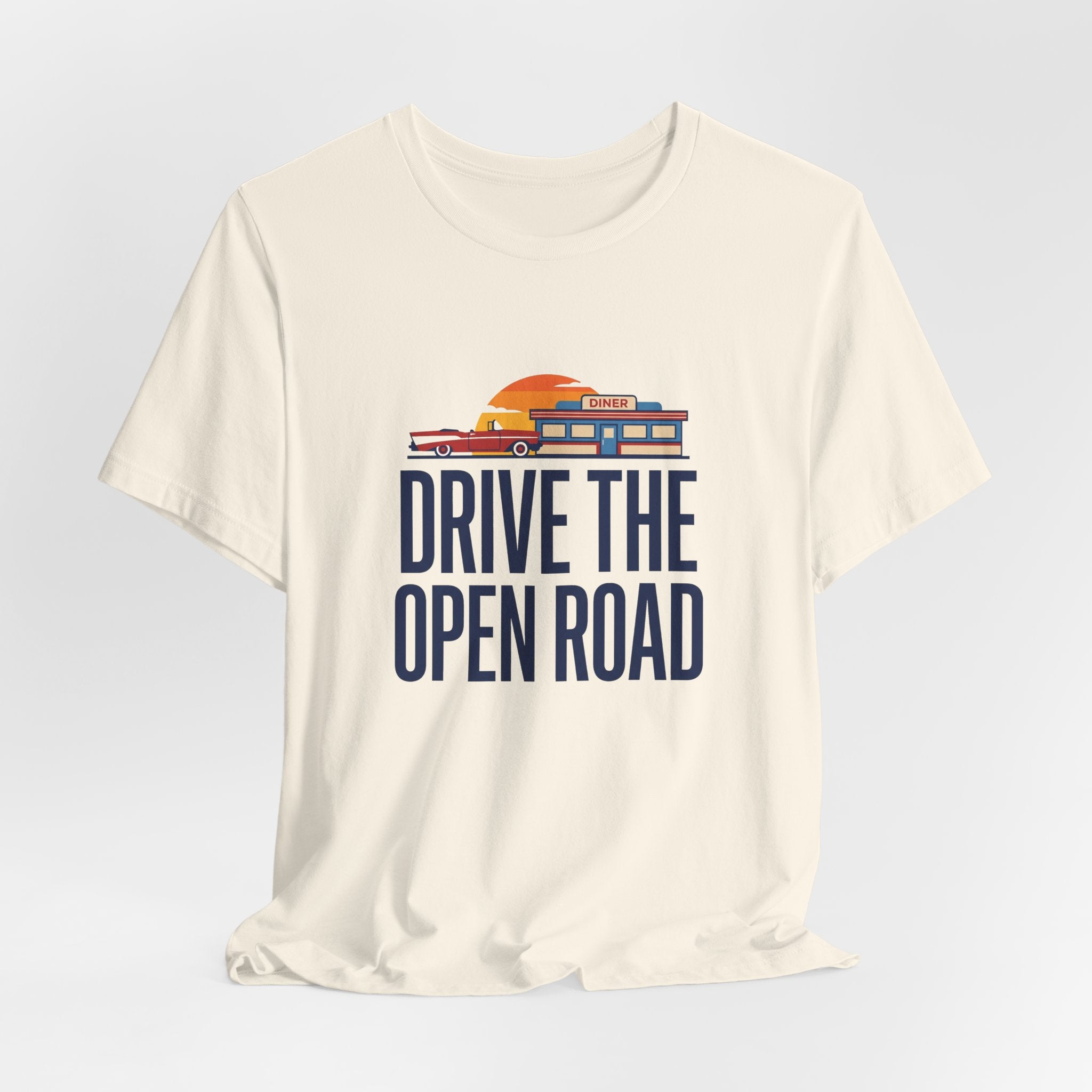Drive The Open Road Tee - Retro Americana Car and Diner Design