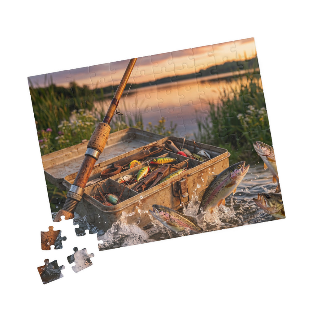 Fishing Rod Jigsaw Puzzle - Vintage Tackle Box Design