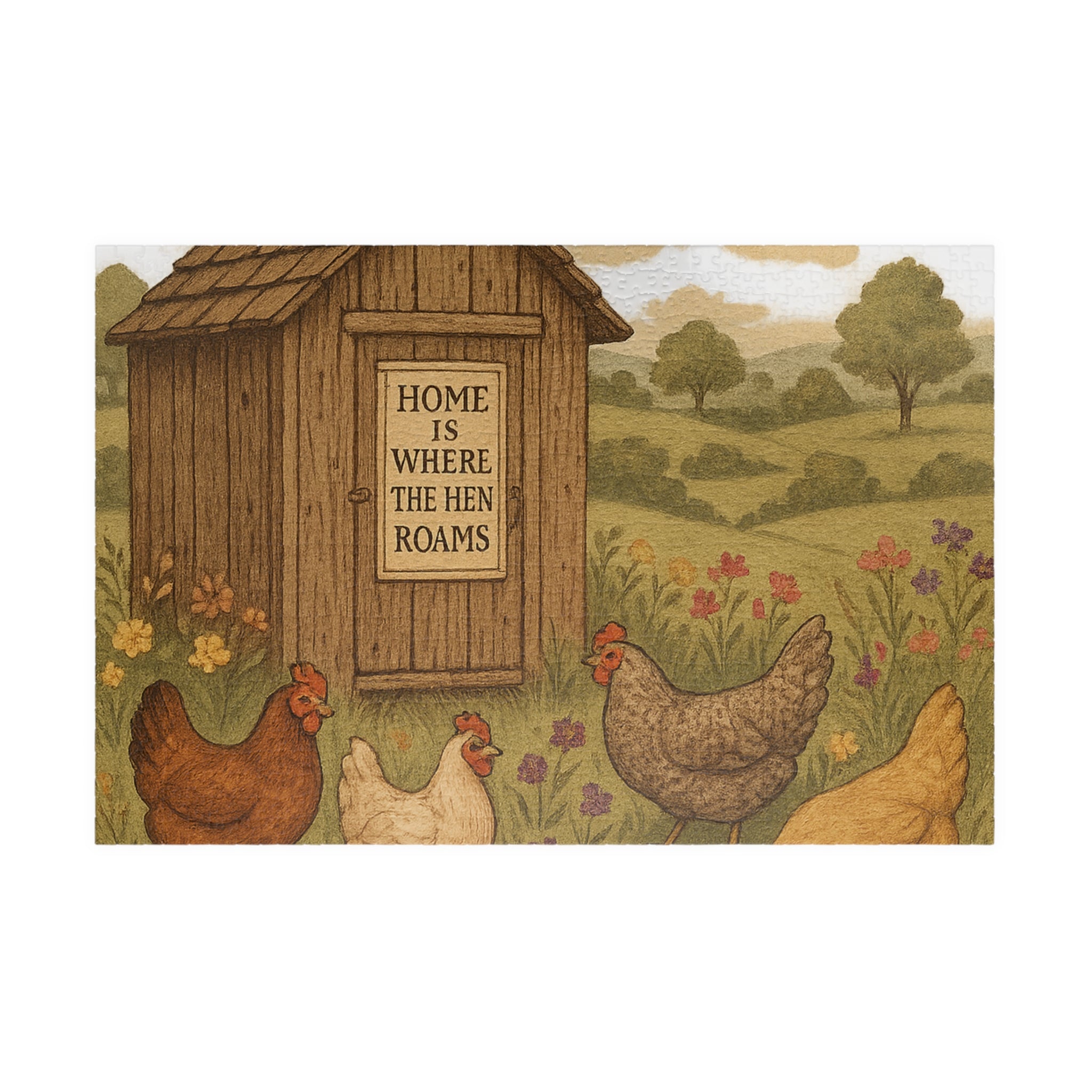 Vintage Chicken Coop Jigsaw Puzzle - Home is Where the Hen Roams