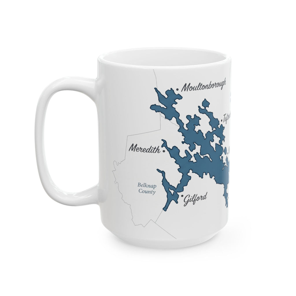 Lake Winnipesaukee Map Silhouette Coffee Mug 15oz - Unique Lake Life Souvenir
