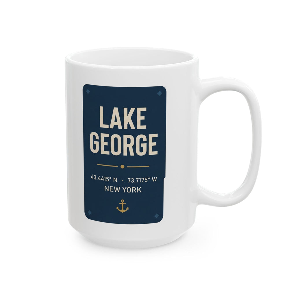 Lake George Map Silhouette Coffee Mug 15oz - Unique Lake Life Souvenir
