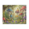 Whimsical Forest Scene Jigsaw Puzzle with Mushrooms and Ferns | 1014 Piece
