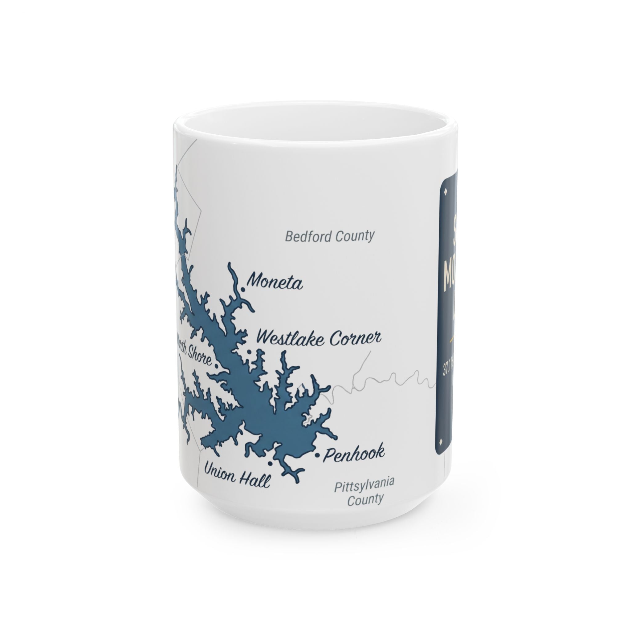 Smith Mountain Lake Map Silhouette Coffee Mug 15oz - Unique Lake Life Souvenir