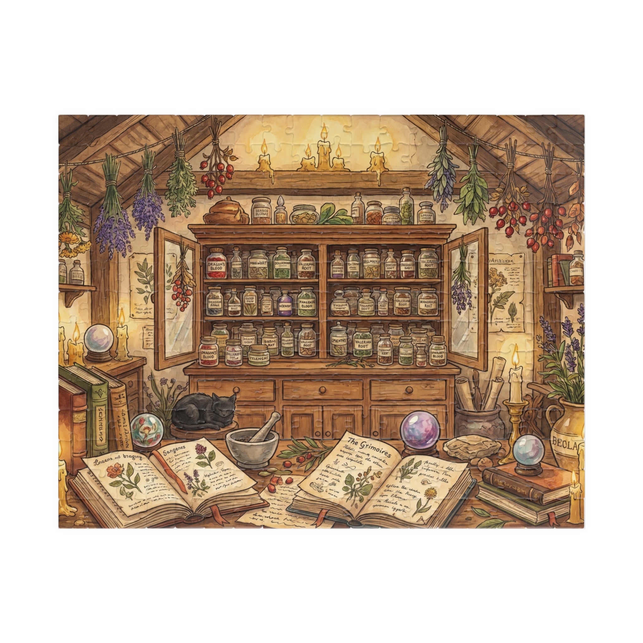 Witch's Herbal Apothecary Jigsaw Puzzle | Cottagecore Witchy Pantry Art | 110-1014 Piece