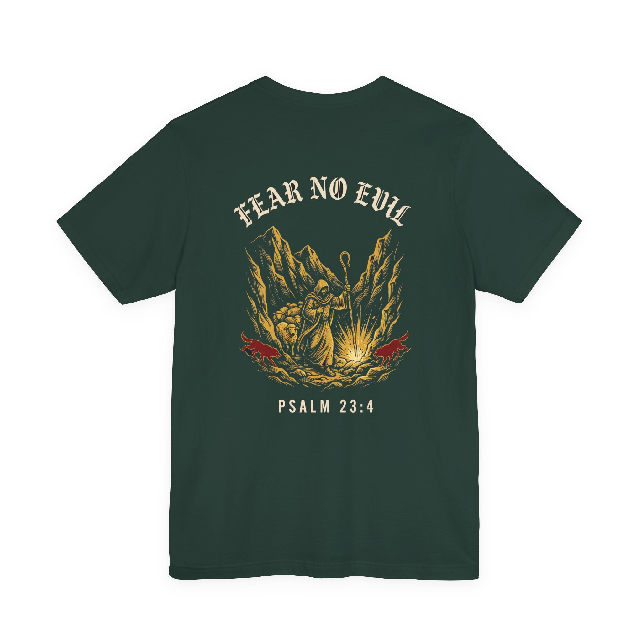Fear No Evil Christian Tee | Psalm 23:4 Warrior Faith Bible Shirt