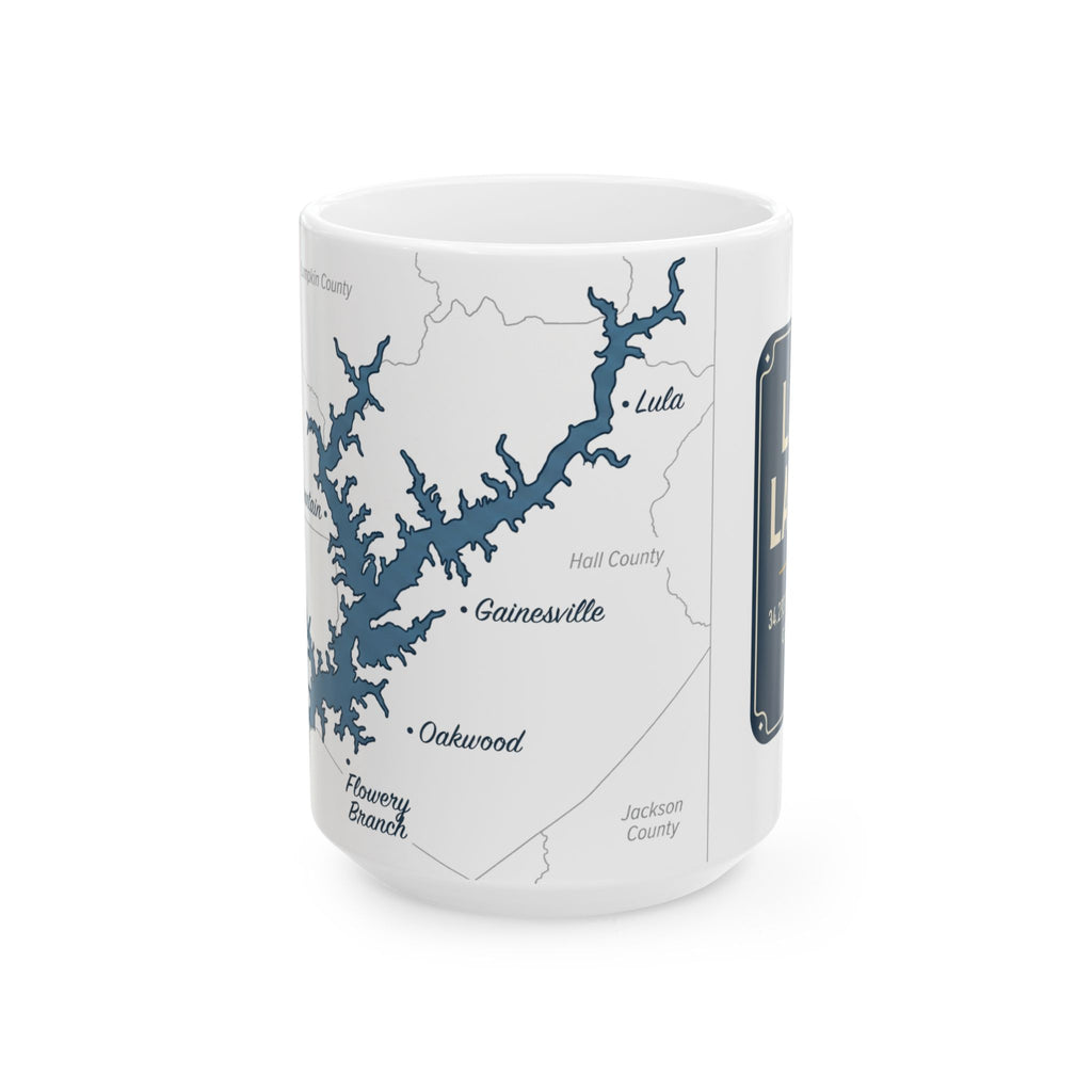 Lake Lanier Map Silhouette Coffee Mug 15oz - Unique Lake Life Souvenir