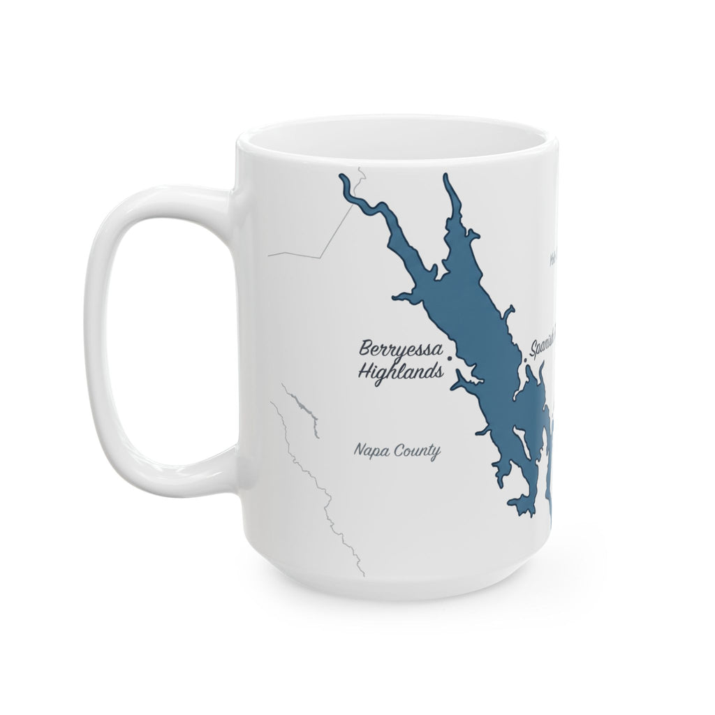 Lake Berryessa Map Silhouette Coffee Mug 15oz - Unique Lake Life Souvenir