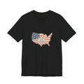 Minimalist USA Map Tee with Stars and Stripes Design