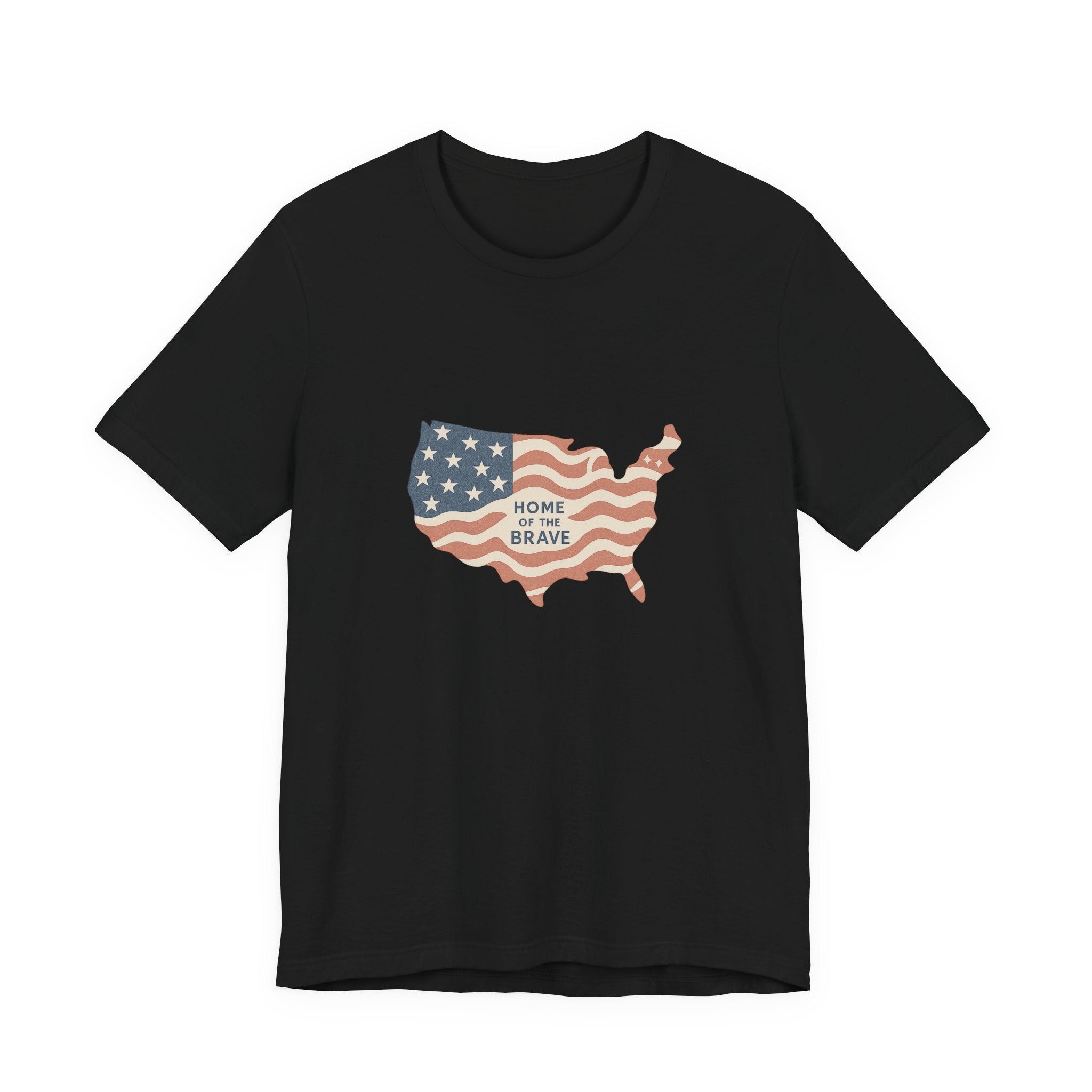 Minimalist USA Map Tee with Stars and Stripes Design