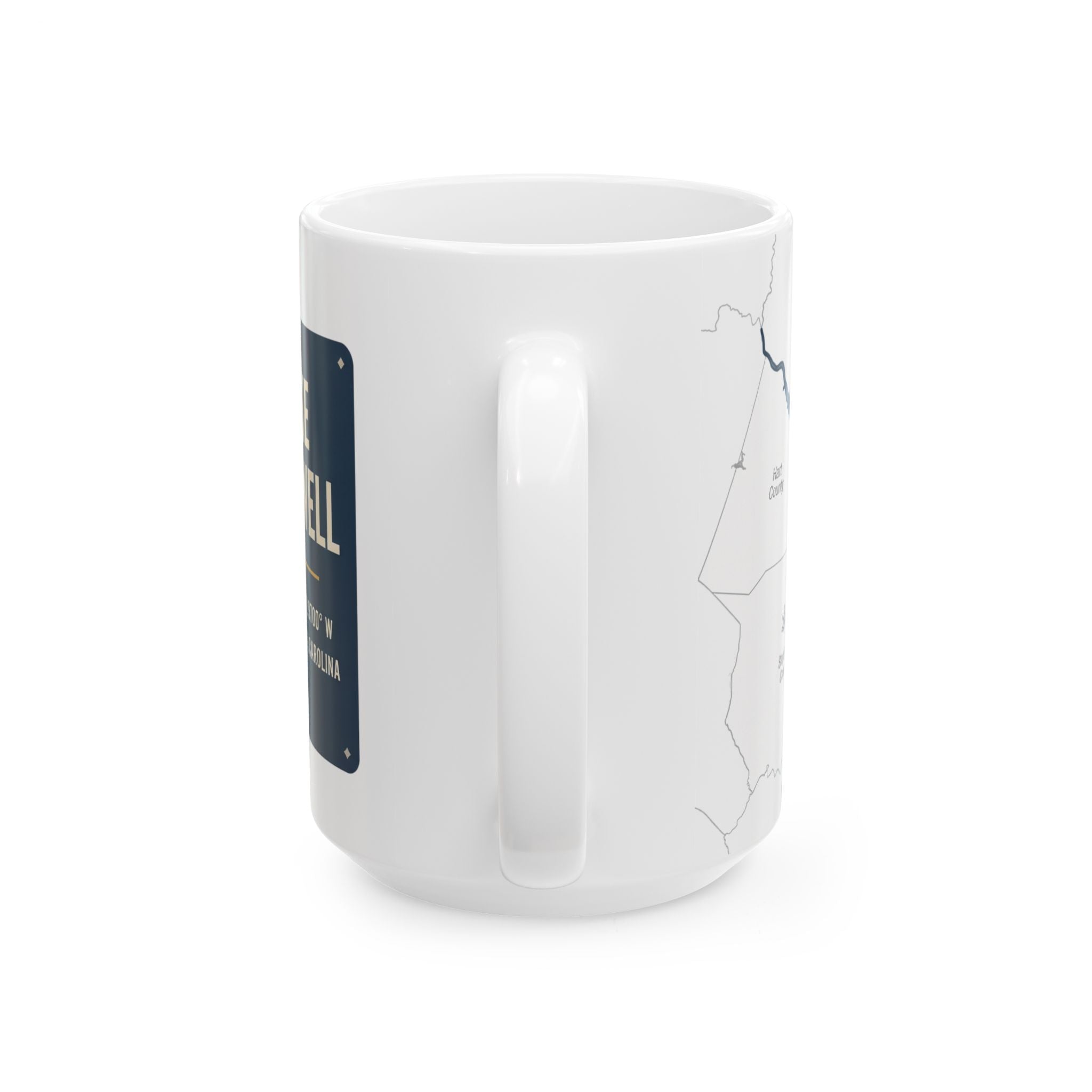 Lake Hartwell Map Silhouette Coffee Mug 15oz - Unique Lake Life Souvenir