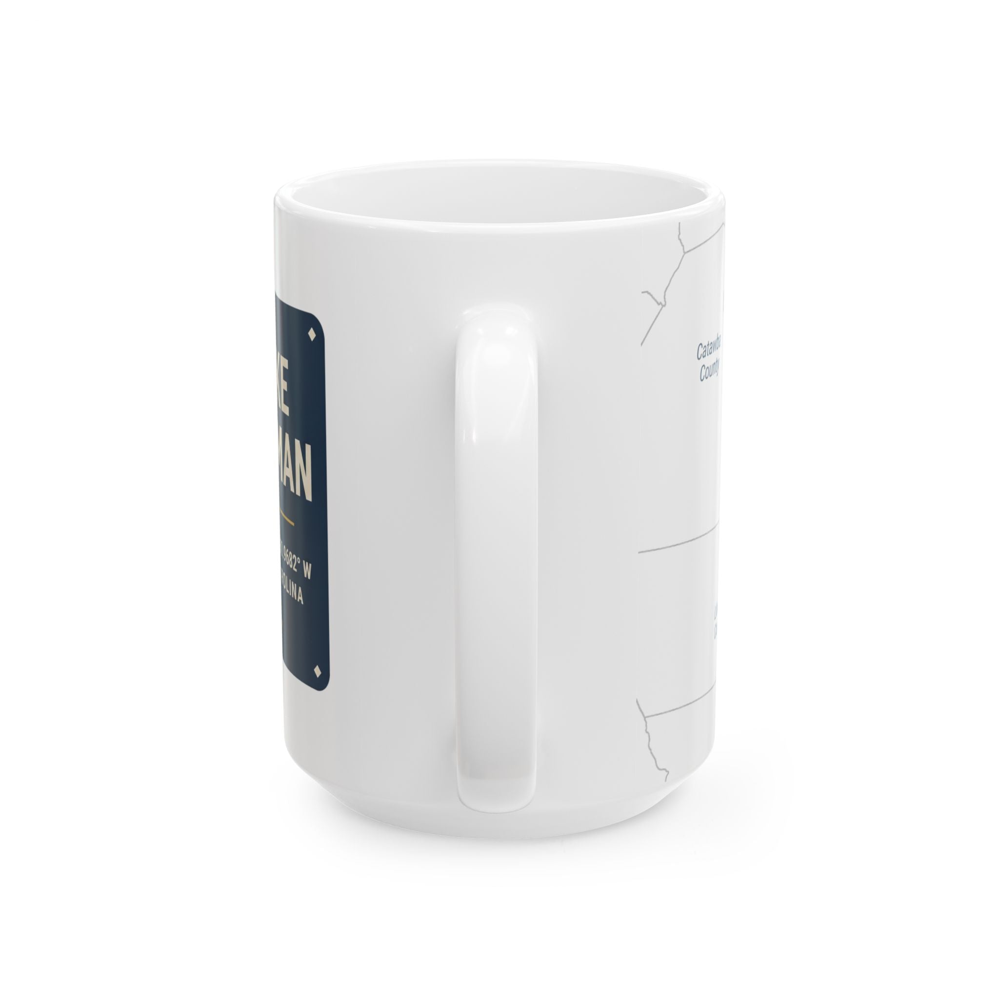 Lake Norman Map Silhouette Coffee Mug 15oz - Unique Lake Life Souvenir
