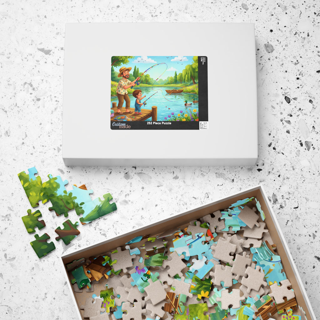 Retro Fishing Buddies Jigsaw Puzzle - Dad and Child Scene