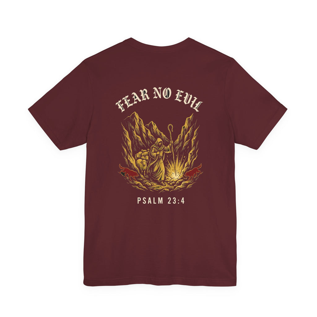Fear No Evil Christian Tee | Psalm 23:4 Warrior Faith Bible Shirt