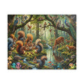 Whimsical Forest Panorama Jigsaw Puzzle - Woodland Creatures Scene