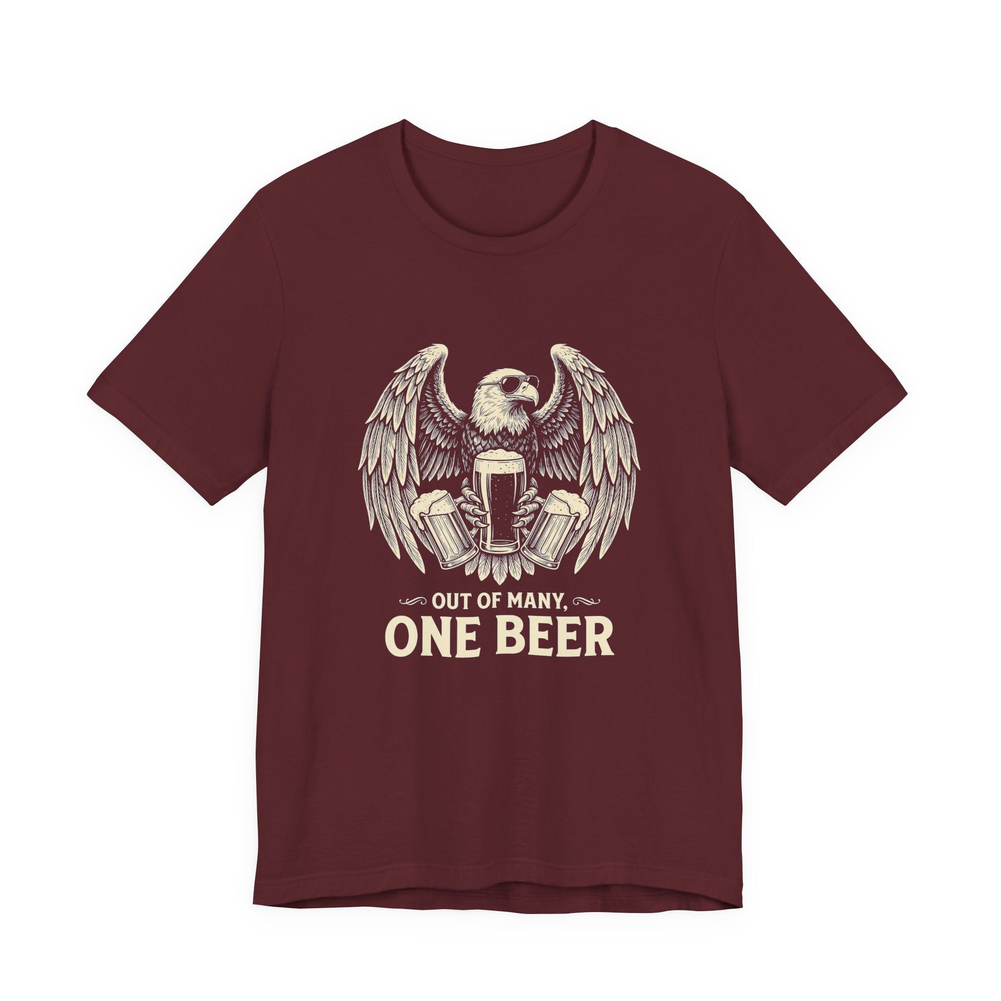 Out of Many One Beer T-Shirt | Funny Patriotic Eagle Beer Tee | 4th of July Drinking Gift | Beer Lover Shirt