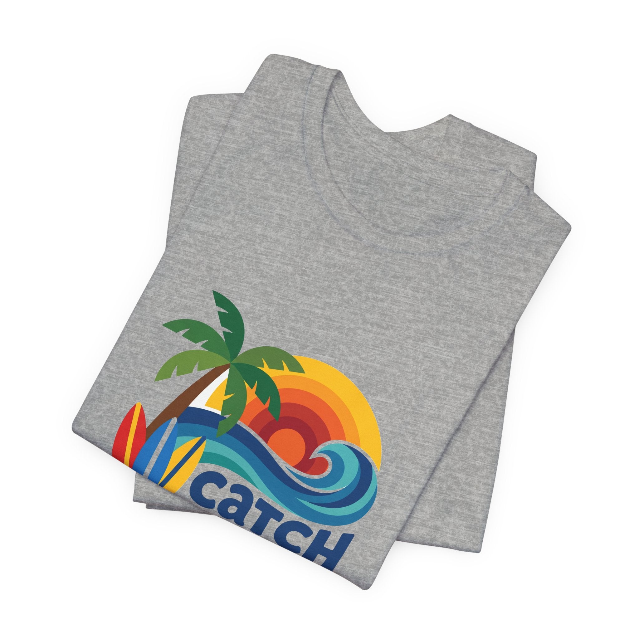 Catch the Wave Tee - Retro Beach Sunset Surfboard Design