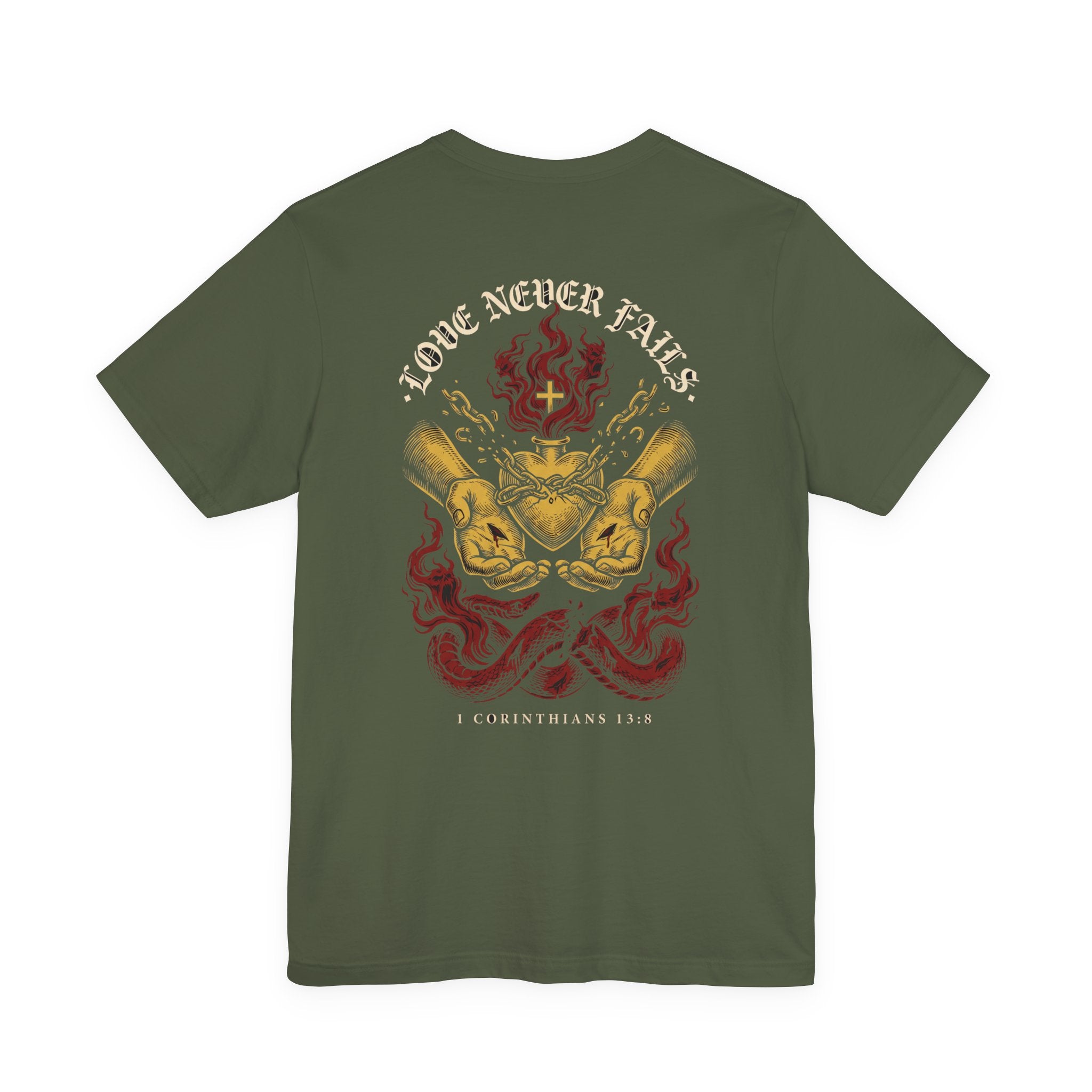 Love Never Fails Christian Tee | Reformed Warrior Faith Shirt