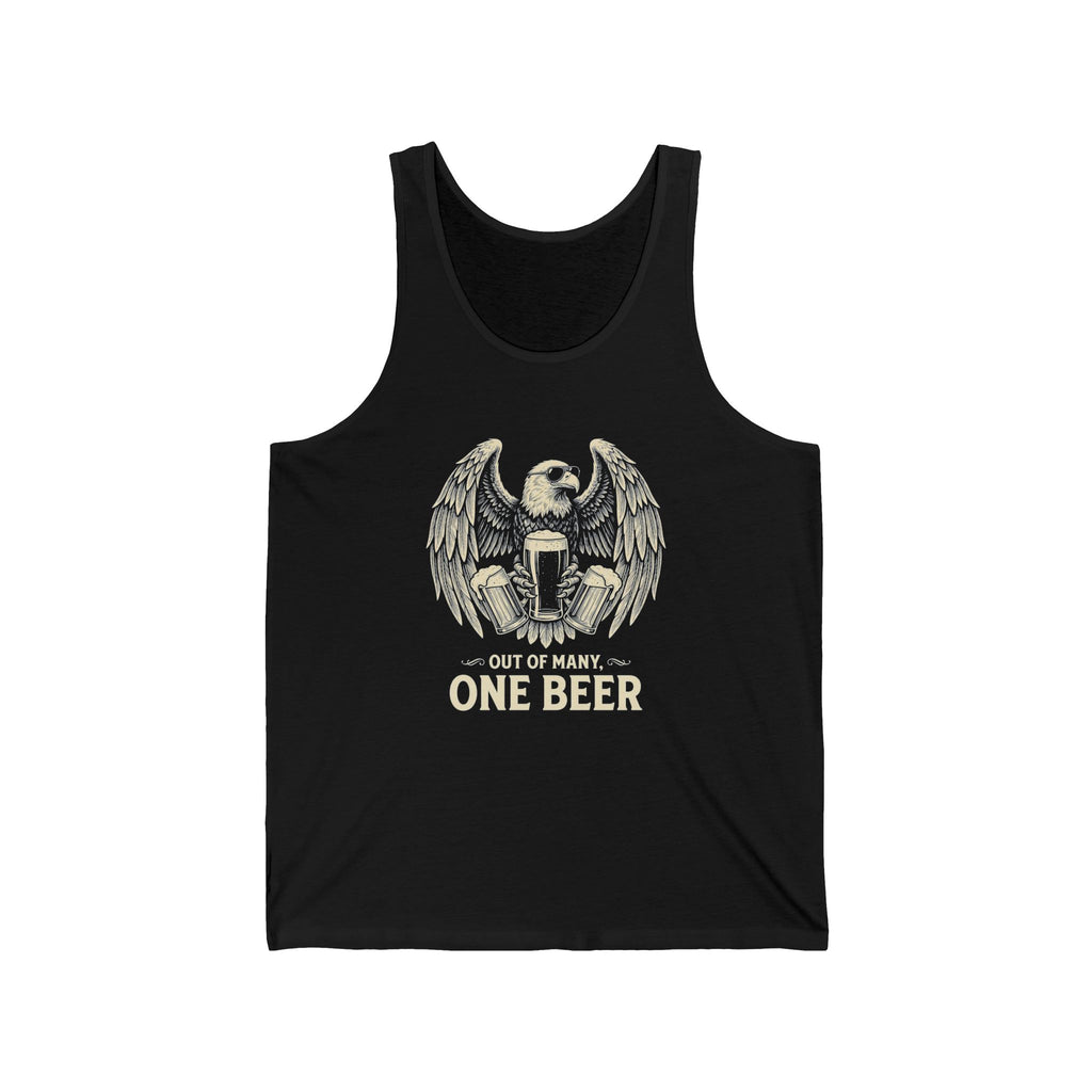 Out of Many One Beer Tank Top | Funny Patriotic Eagle Beer Tee | 4th of July Drinking Gift | Beer Lover Shirt
