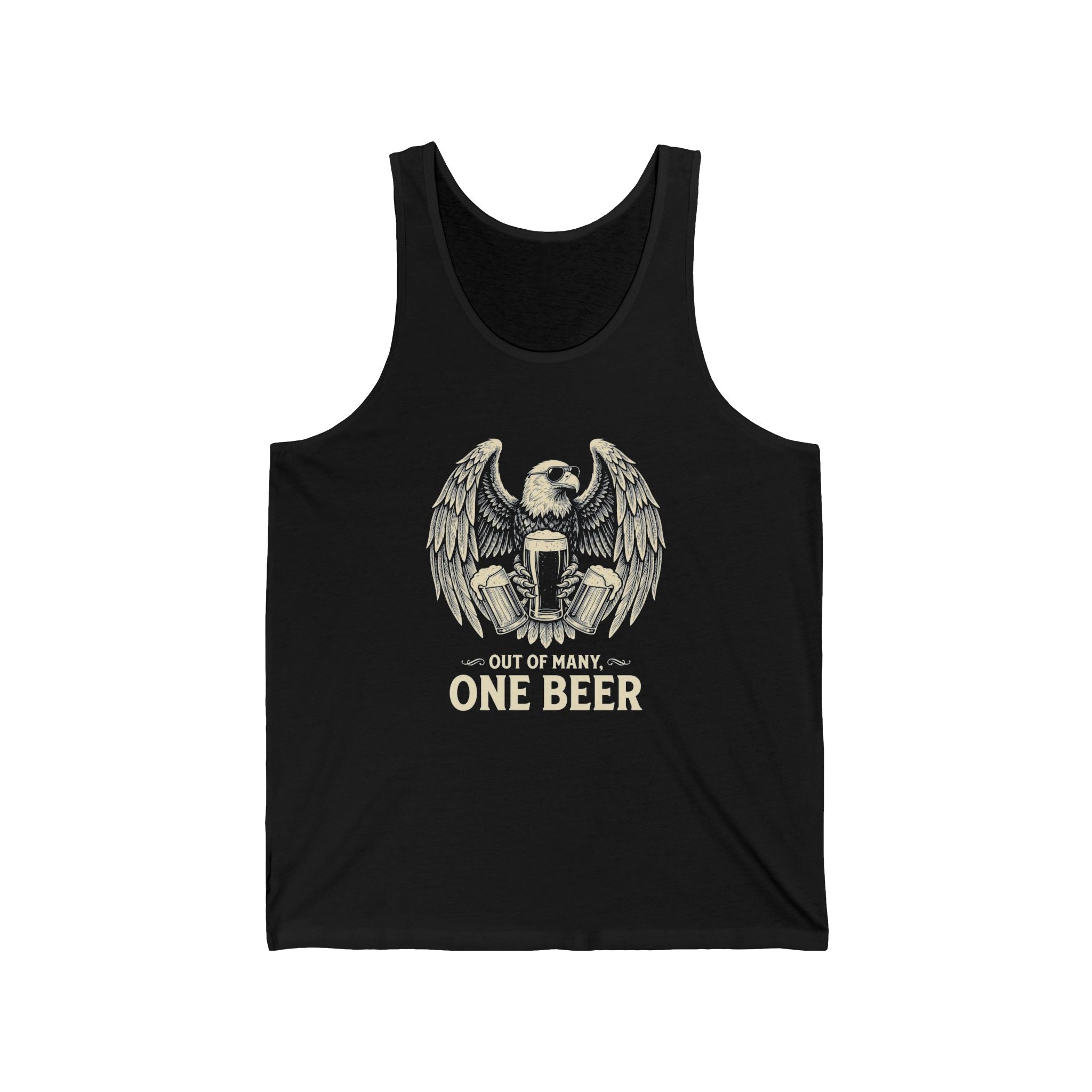 Out of Many One Beer Tank Top | Funny Patriotic Eagle Beer Tee | 4th of July Drinking Gift | Beer Lover Shirt