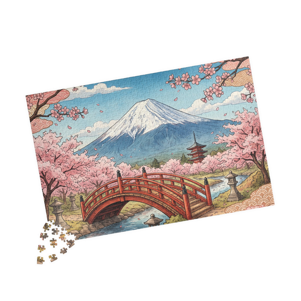 Mount Fuji Cherry Blossoms Jigsaw Puzzle | Japan Scenic Landscape