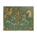 Old-World Compass Jigsaw Puzzle with Mythical Creatures