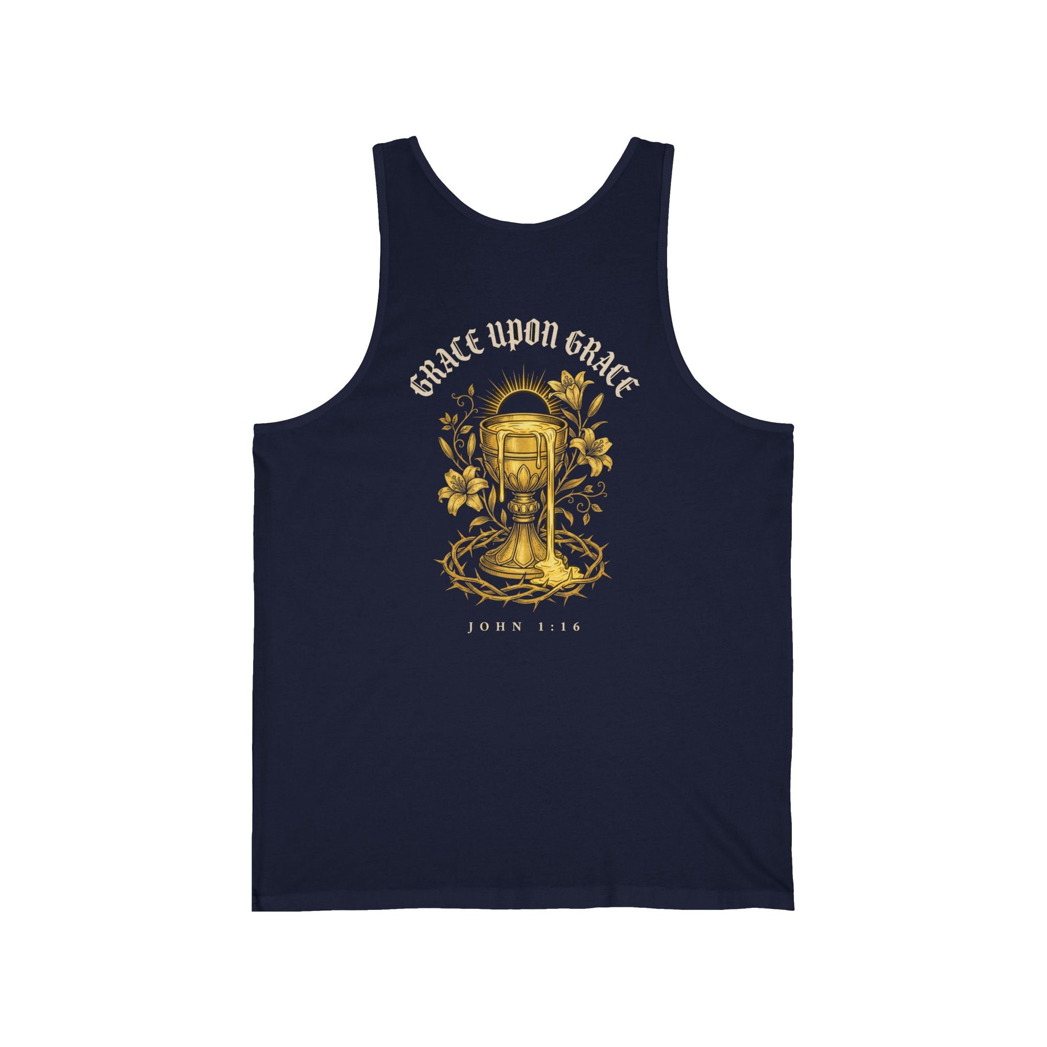 Grace Upon Grace Christian Tank Top | John 1:16 Floral Faith Shirt