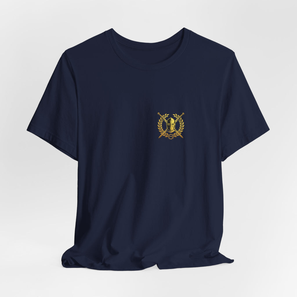 More Than Conquerors Through Him Who Loved Us Christian Tee | Warrior Faith Bible Shirt