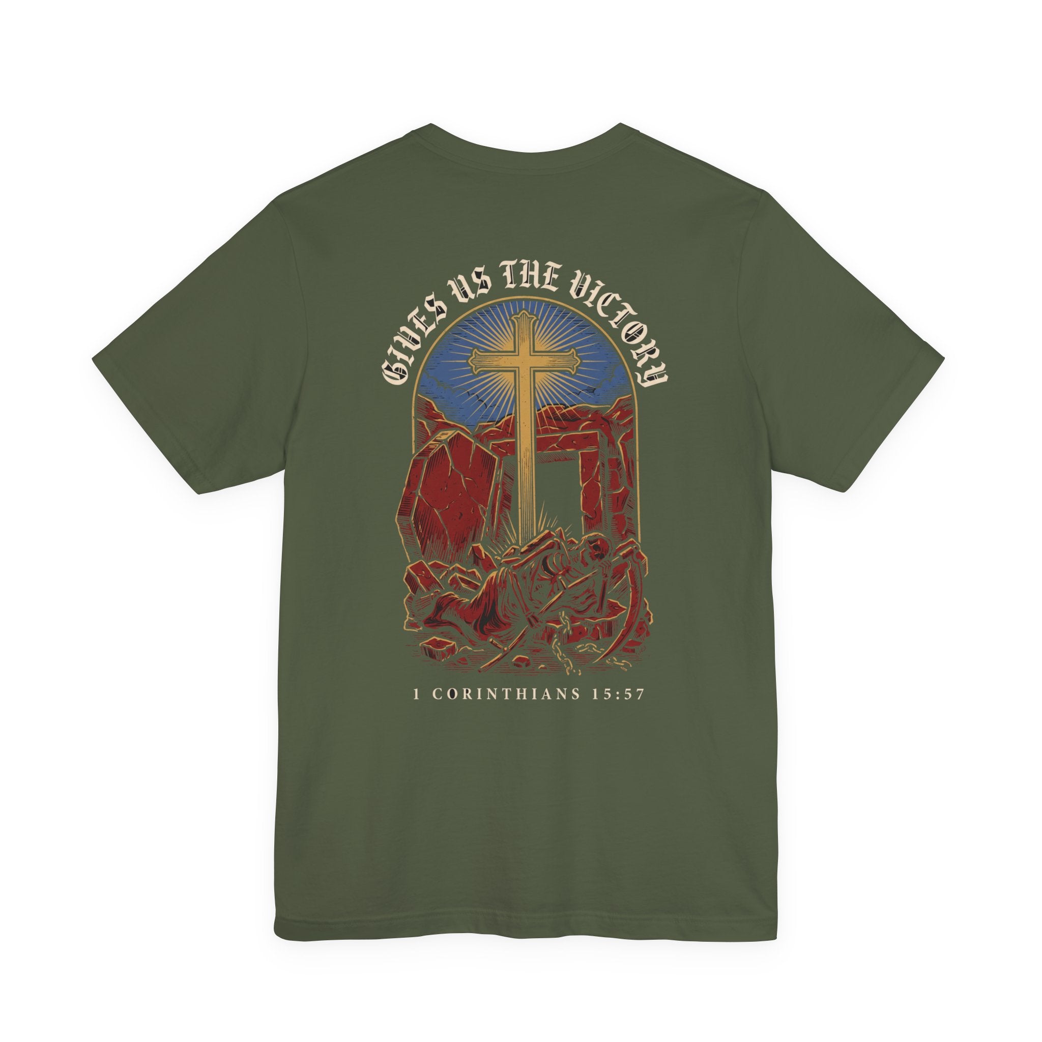 He Gives Us the Victory Christian Tee | Reformed Warrior Faith Shirt