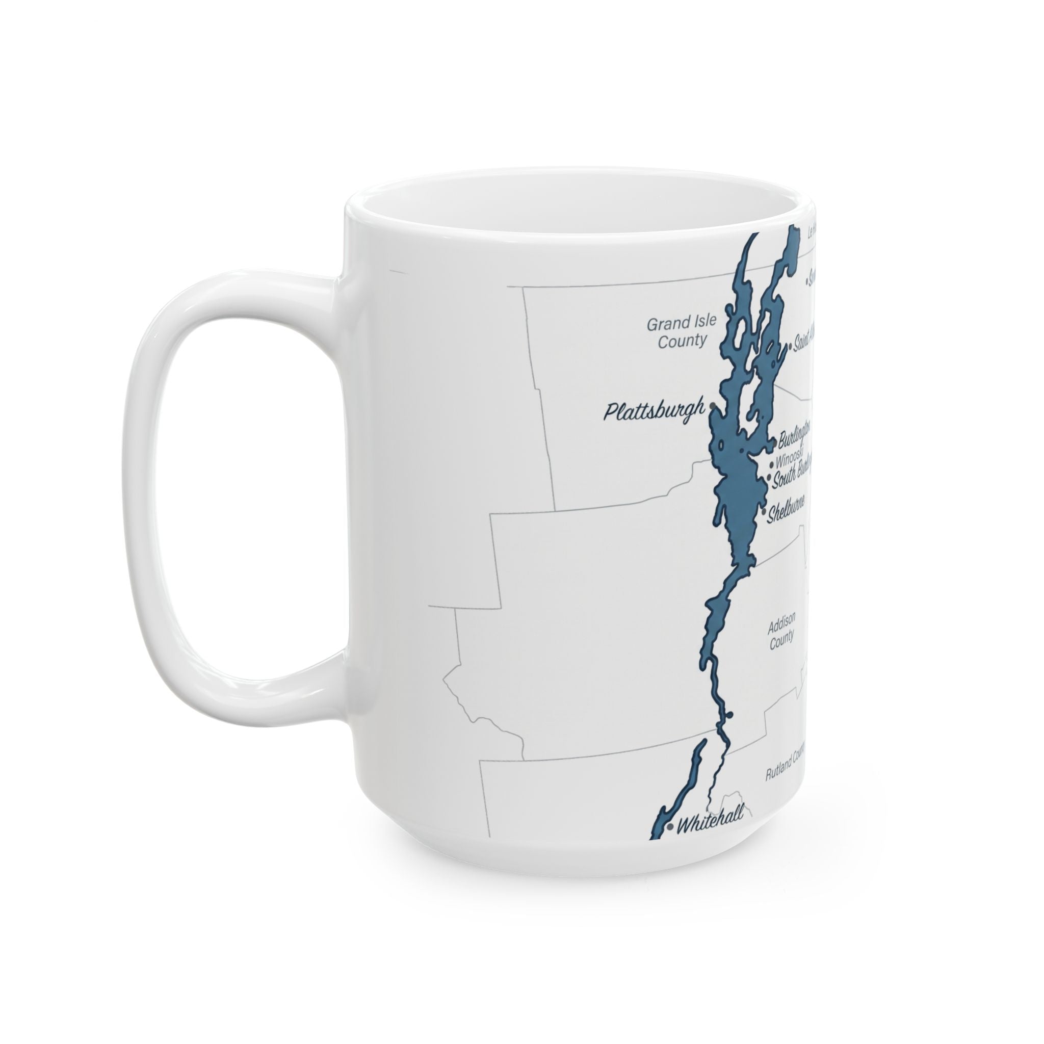 Lake Champlain Map Silhouette Coffee Mug 15oz - Unique Lake Life Souvenir