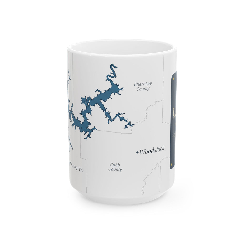 Lake Allatoona Map Silhouette Coffee Mug 15oz - Unique Lake Life Souvenir