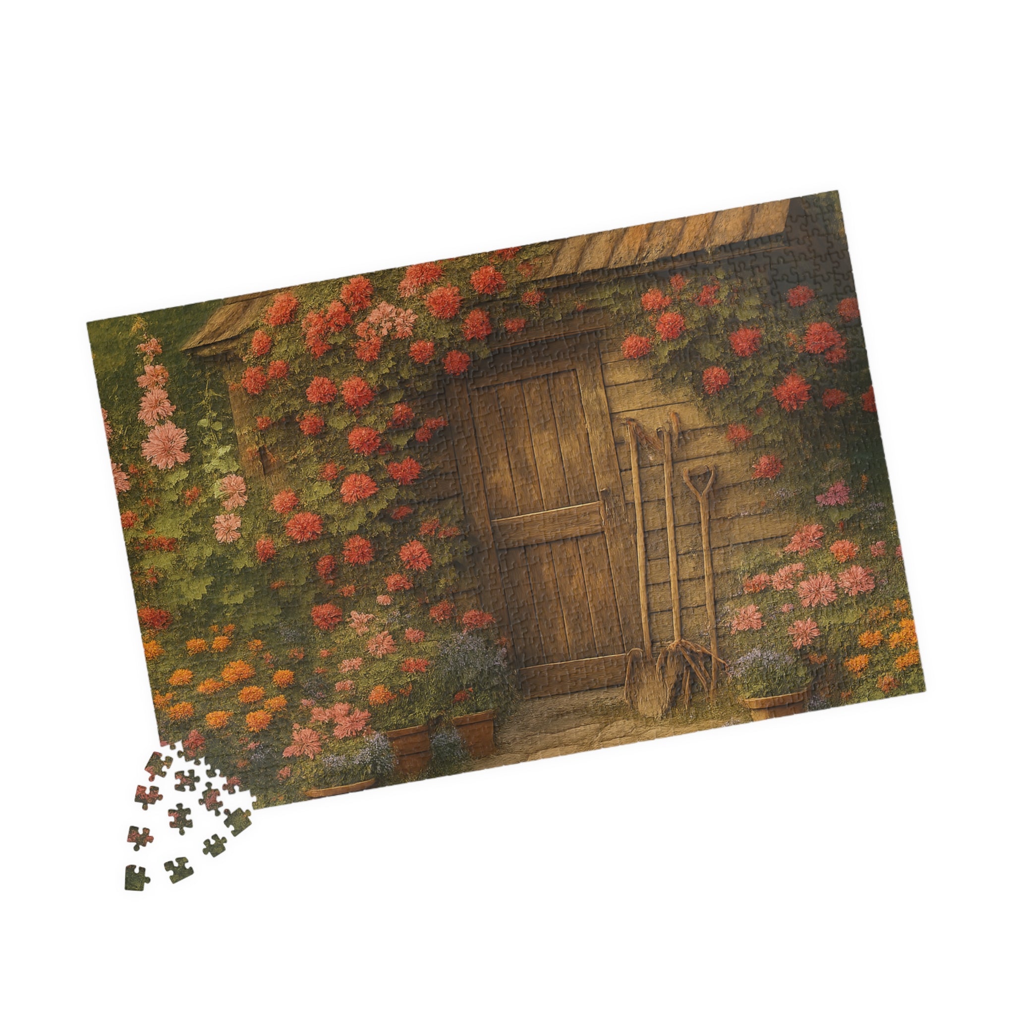 Garden Jigsaw Puzzle - Hand-Drawn Vintage Scene