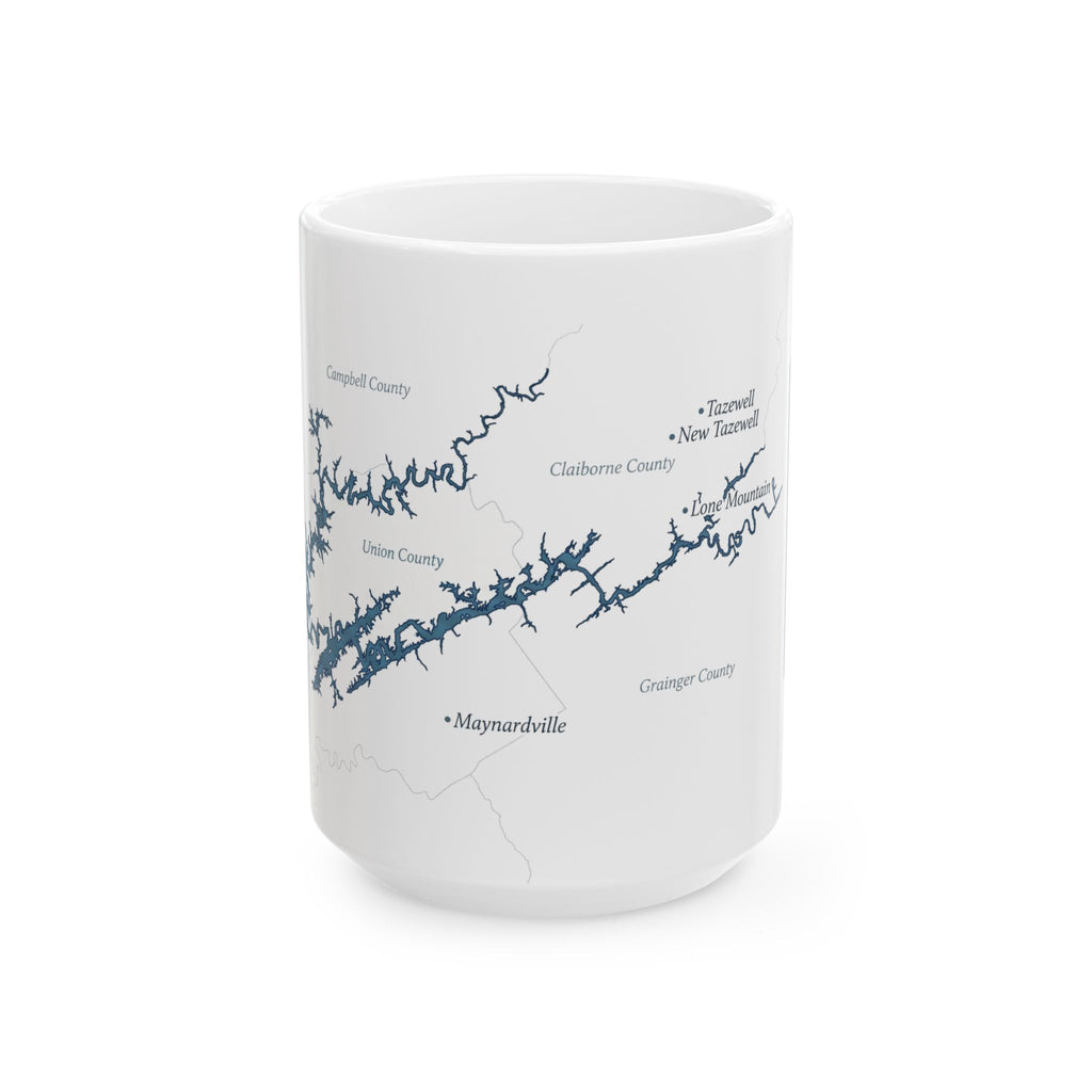 Norris Lake Map Silhouette Coffee Mug 15oz - Unique Lake Life Souvenir